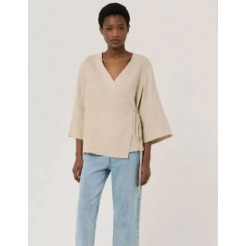 Wrap Front Pure Linen Top Pale Green 8